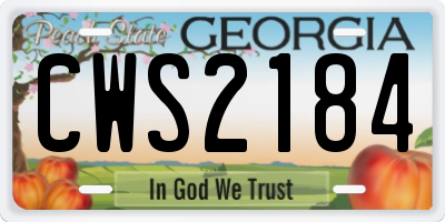 GA license plate CWS2184