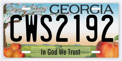 GA license plate CWS2192