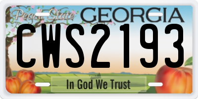 GA license plate CWS2193