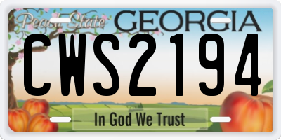 GA license plate CWS2194