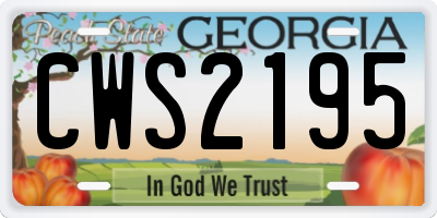 GA license plate CWS2195