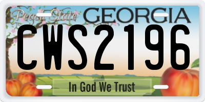 GA license plate CWS2196