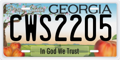 GA license plate CWS2205