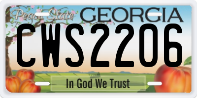 GA license plate CWS2206