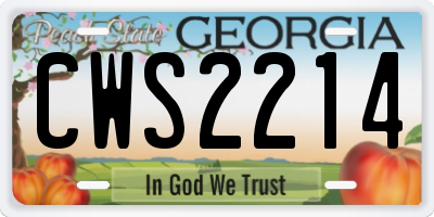 GA license plate CWS2214