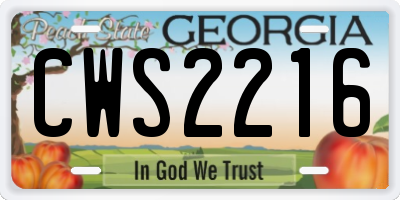 GA license plate CWS2216