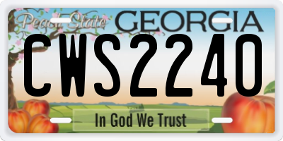 GA license plate CWS2240