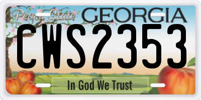 GA license plate CWS2353