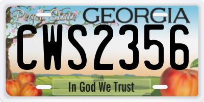 GA license plate CWS2356