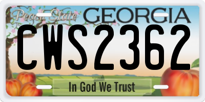 GA license plate CWS2362