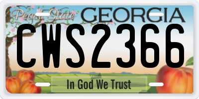 GA license plate CWS2366