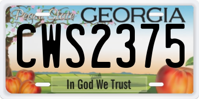 GA license plate CWS2375
