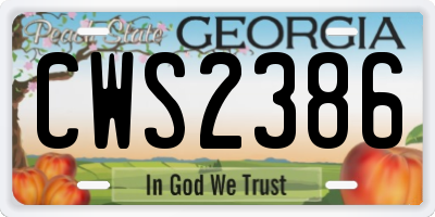 GA license plate CWS2386