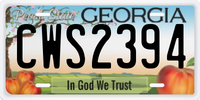 GA license plate CWS2394