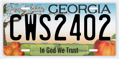 GA license plate CWS2402
