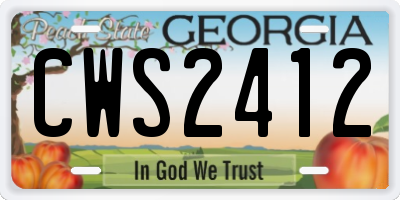 GA license plate CWS2412