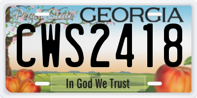 GA license plate CWS2418
