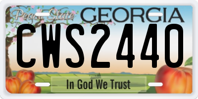 GA license plate CWS2440