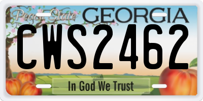 GA license plate CWS2462