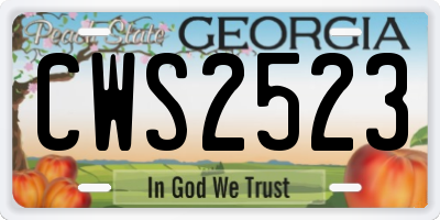 GA license plate CWS2523