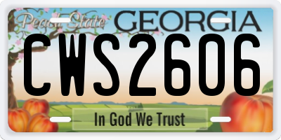 GA license plate CWS2606