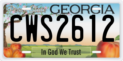 GA license plate CWS2612