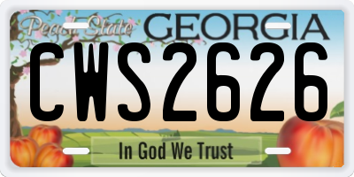 GA license plate CWS2626