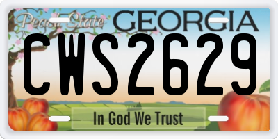 GA license plate CWS2629