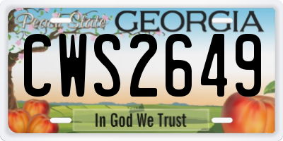 GA license plate CWS2649
