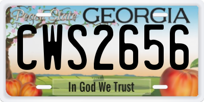 GA license plate CWS2656