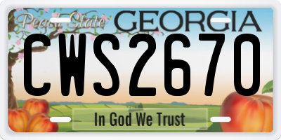 GA license plate CWS2670
