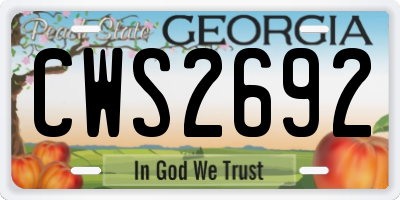 GA license plate CWS2692