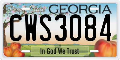 GA license plate CWS3084
