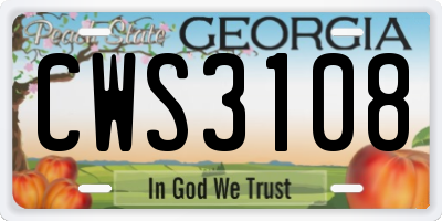 GA license plate CWS3108