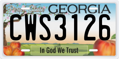 GA license plate CWS3126