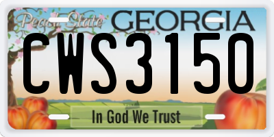GA license plate CWS3150