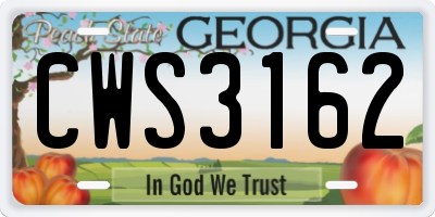 GA license plate CWS3162
