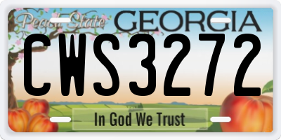 GA license plate CWS3272