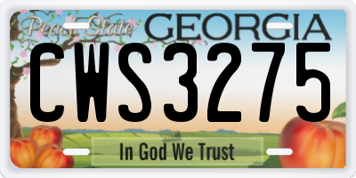 GA license plate CWS3275