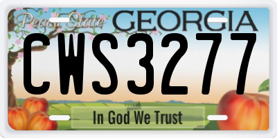 GA license plate CWS3277