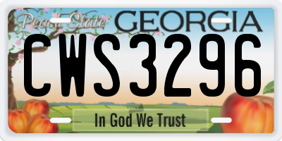 GA license plate CWS3296