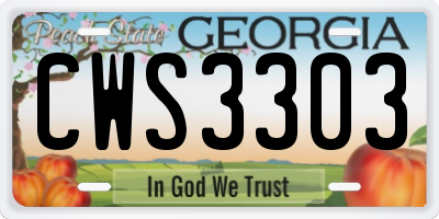 GA license plate CWS3303
