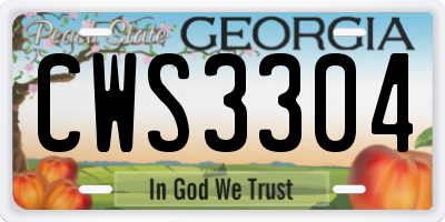 GA license plate CWS3304