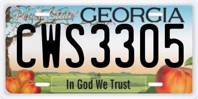 GA license plate CWS3305