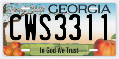 GA license plate CWS3311