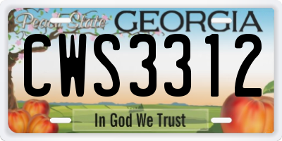 GA license plate CWS3312