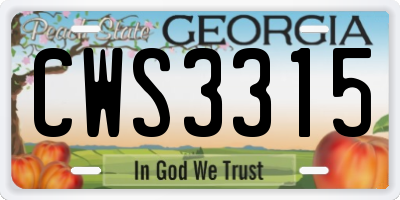 GA license plate CWS3315