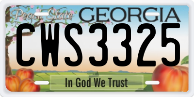 GA license plate CWS3325