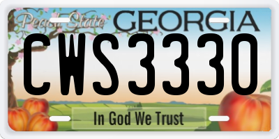 GA license plate CWS3330