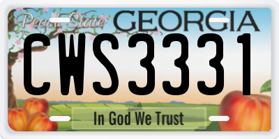GA license plate CWS3331